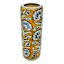 Yellow and Blue Handpainted Floral Ceramic Cylinder Vase, 10"