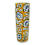 Yellow and Blue Handpainted Floral Ceramic Cylinder Vase, 10"