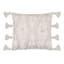 Found & Fable White Tufted Embroidered Throw Pillow with Tassels, 14x20