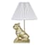 Gold Frenchie Lamp with White Pleat Shade, 20.5"