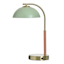 Gold Leather Wrap Metal USB Small Task Lamp with Green Dome Shade