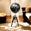 Black Globe On Tripod Stand, 12"