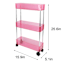 3-Tier Narrow Storage Cart, Dark Pink