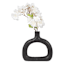 Black Textured Ceramic Wide Cut-Out Vase, 8"