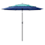 3-Tier Blue Multicolor Crank & Tilt Round Patio Umbrella, 9'