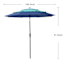 3-Tier Blue Multicolor Crank & Tilt Round Patio Umbrella, 9'