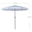 Chambray & White Cabana Stripe Scallop Crank & Tilt Round Patio Umbrella, 9'