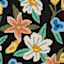 Frankie Black Scalloped Floral Accent Rug, 27x45