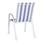 Stackable Sling Patio Chair, Blue & White Cabana