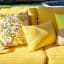 Butter Yellow Canvas Lumbar Outdoor Throw Pillow, 14x20