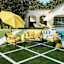Butter Yellow Canvas Square Outdoor Throw Pillow, 16"