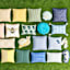 Honeybloom Blue Chunky Knit Lumbar Outdoor Throw Pillow, 14x20