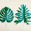 Leaf Print Lumbar Outdoor Throw Pillow, 14x20