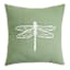 Honeybloom Green Dragonfly Embroidered Square Outdoor Throw Pillow, 18"