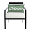 Honeybloom Green Welcome Embroidered Lumbar Outdoor Throw Pillow, 14x20