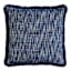 Honeybloom Dark Blue Solid Woven with Fringe Outdoor Throw Pillow, 18"