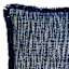 Honeybloom Dark Blue Solid Woven with Fringe Outdoor Throw Pillow, 18"