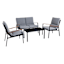 Crosby St. Porter 4-Piece Graphite Metal with Stone Cushions Seating Patio Set