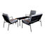 Crosby St. Porter 4-Piece Graphite Metal with Stone Cushions Seating Patio Set