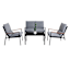 Crosby St. Porter 4-Piece Graphite Metal with Stone Cushions Seating Patio Set