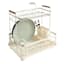 REAL SIMPLE White Dish Rack with Acacia Wooden Handles