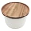 REAL SIMPLE Stackable White Ceramic Canister with Acacia Wood Lid, 3.2cup