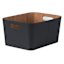Black Storage Bin Sage & Wood Print, 17l