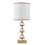 Pink Stacked Glass Small Lamp with Floral Interior Printed Shade, 20"