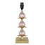 Pink Stacked Glass Small Lamp with Floral Interior Printed Shade, 20"