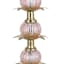 Pink Stacked Glass Small Lamp with Floral Interior Printed Shade, 20"