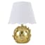 Gold Ceramic Butterfly Small Lamp with Scallop Lamp Shade, 17"