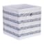 Grey Stripe Square Foldable Fabric Square Bin