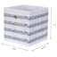 Grey Stripe Square Foldable Fabric Square Bin