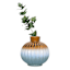 Brown, White & Blue  Ceramic Decorative Vase, 7.1"
