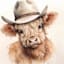Highland Cow Cowboy Framed Canvas Wall Art, 18"