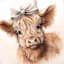 Highland Cow Cowgirl with Bow Framed Canvas Wall Art, 18"