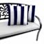 Providence Navy Blue Awning Stripe Square Outdoor Throw Pillow, 16"