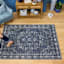 (B823) Teagan Navy Blue Floral Flatweave Area Rug, 5x7