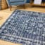 (B823) Teagan Navy Blue Floral Flatweave Area Rug, 5x7