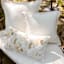 Found & Fable Natural & White Fan Embroidered Lumbar Outdoor Throw Pillow, 14x20