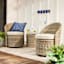 Honeybloom Dark Blue Solid Woven with Fringe Outdoor Throw Pillow, 18"