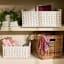 Found & Fable White Rattan Rectangle Basket with Wooden Handle, Large