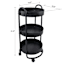 REAL SIMPLE 3-Tier Round Metal Rolling Cart, Black