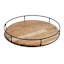 Round Acacia Wood Lazy Susan with Black Metal Rim, 18"