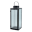 Black Metal Lantern with Ribbed Glass, 21"