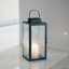 Black Metal Lantern with Ribbed Glass, 21"