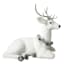 Silver Large Faux Fur Sitting Deer, 28"