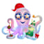 Christmas Octopus with Rainbow Wave Lights Inflatable, 7'