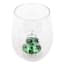 Stemless Wine Glass with Glittered Christmas Tree Icon, 17oz