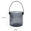 Smoke Ribbed Glass Lantern with Black Leather Handle, 4.7"
